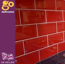 Image of Red Metro Ceramic Wall Tile Subway Bulk Buy 10m² 20m² 30m² 100x200mm