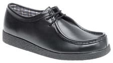 Image of Kids ROUTE 21 Black Coated Action Leather Apron Para Shoe Wedge TR Sole