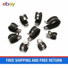 Image of Rubber Lined P Clips Cable Mounting Hose Pipe Clamp Stainless Steel & 10/20PCS