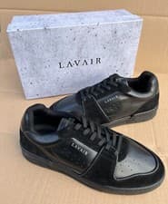 Image of LAVAIR VADUM MENS TRIPLE BLACK CASUAL TRAINERS UK 8 EURO 42 SNEAKERS LEATHER
