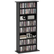 Image of HOMCOM CD Storage Unit DVD Tower Blu-ray Storage Shelf for Living Room Black