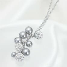 Image of Swarovski Rumor Necklace Grey Crystal Pearls Authentic  1121122