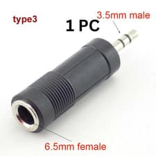 Image of 6.35mm Stereo Jack Socket to 3.5mm Stereo Jack Plug Gold Adapter UK