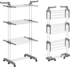 Image of Clothes Airer Tower, Foldable Clothes Airer with 6 Foldable Wings on 3 Levels