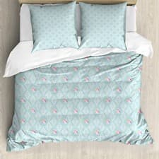 Image of Damask Duvet Cover Intricate Pastel Flowers