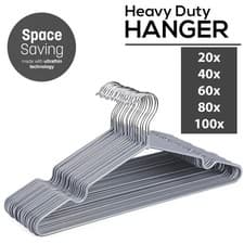 Image of Metal Coat Hangers Rubber Coated Non Slip Clothes Garment Wardrobe Organizer Bar