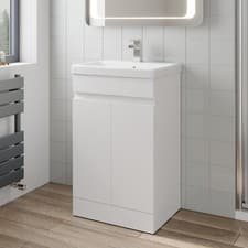 Image of 500mm Free Standing Vanity Unit 1TH Basin Sink Gloss White Flat Pack Bathroom