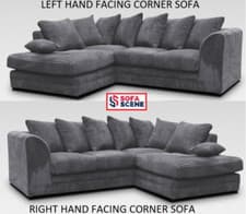Image of Cord Corner Sofa Jumbo 3 2 Seater Grey Brown Coffee Cream Suite Armchair Chair