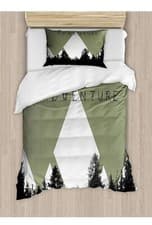 Image of Ambesonne Adventure Duvet Cover Set, Forest Halftone Effect Twin Size -2 Pc Set