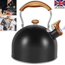 Image of Black 2.5L Stainless Steel Whistling Kettle Gas Electric Induction Hobs Camping