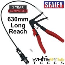 Image of Sealey Remote Action Hose Clip Tool Pliers 630mm Long Reach Clamp Ratchet Action