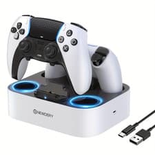 Image of Dual Controller Charging Station for PS5 DualSense & Edge–Fast USB Dock with LED