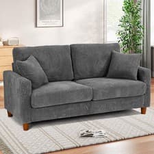 Image of 3/4 Seater Corduroy Sofa Jumbo Cord Modern Sofa Couch Seats with 2 Pillows Soft