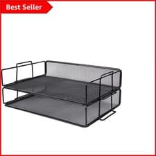 Image of A4 Compatible Stackable Metal Letter Trays - Stylish Black Organizers for Work