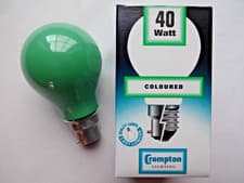 Image of 40w Green B22 Bayonet BC Coloured Incandescent Light Bulb Old Fashioned Tungsten