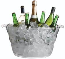 Image of BarCraft Acrylic Large Oval Bottle Drinks Pail Cooler with Two Handles Plastic