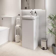Image of White Free Standing Vanity Unit - 400mm Width Modern Bathroom Storage