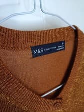 Image of M&S Collection Womens bronze sparkle cardigan UK6 lightweight shimmer T38/5760