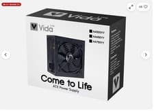 Image of Vida Lite 500W PSU ATX, Ultra-Quiet Fan, Flat Black Cables, Power Supply