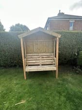 Image of wooden garden arbour bench seat