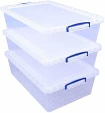 Image of Really Useful Box Nestable Plastic Storage 43 Litre Clear Pack of 3 New