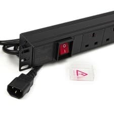 Image of PDU UK Sockets with C14 IEC Plug Power Distribution Units Horizontal 6/8 Way 19"