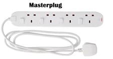 Image of Masterplug 4 Gang Socket Individually Switched Extension Lead 2M White 13A 4 Way