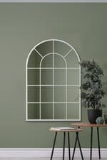 Image of Mirroroutlet  White Arched Window Leaner Wall Mirror 47"x31" 120x80cm