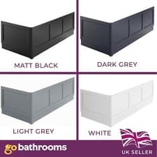 Image of Traditional Shaker Bath Panel 1700 1800 700 750 800 Grey Black White