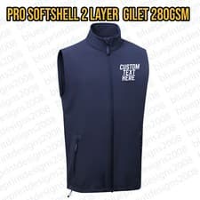 Image of Navy Blue Mens Pro 2 Layer Softshell Workwear Gilet CUSTOM PRINTED PERSONALISED