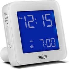 Image of Braun Digital Alarm Clock with Snooze Function LCD Display White BC009wh-  