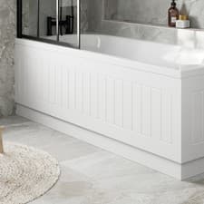 Image of Modern Front Bath Side Panel Tongue & Groove White MDF 1700mm Adjustable Plinth
