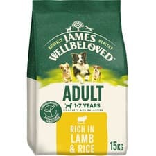 Image of 15kg James Wellbeloved 1-7 Years Adult Dry Dog Food Rich in Lamb & Rice