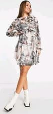 Image of Ted Baker ‘Remorra’ Willow Long Sleeve Ruffle Dress Ivory Size 2 UK 10 New*