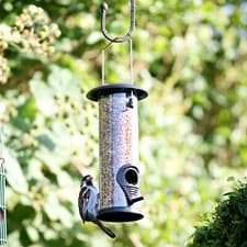 Image of Wild Garden Bird Seed Feeder Heavy Duty Metal Hanging Loop Flip Top Easy Fill