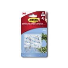 Image of 3M Command Medium Hooks With Self Adhesive Strips Hold Up To 900g Clear 17091 UK