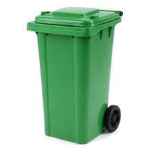 Image of 240L Green Wheelie Bin for Household Outdoor Garden Waste with Rubber Wheels