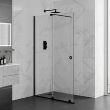 Image of Aquadart Rolla 8 Sliding Matt Black Shower Door 1700mm, 8mm Glass - AQ8946-BLK