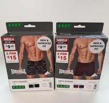 Image of Lonsdale Men’s Boxer Shorts Khaki / Black / Red / Grey X4 Pack Mens Size Medium