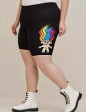 Image of Torrid 1Trolls Bike Short Plus-siz 14-16 Good Luck Black Knit Elastic Waist NWT