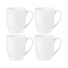 Image of Royal Worcester Serendipity White Set of 4 Barrel Shape Mugs