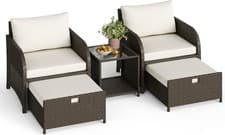 Image of 5 Pieces Rattan Garden Furniture Set Balcony Furniture Table Chair Stool Lounge