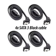 Image of 4x SATA III 3.0 Cable, 6Gbps HDD SDD Data Cable, 90 Degree Locking Latch, Black