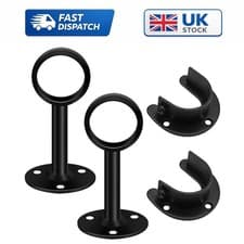 Image of Black 32mm Curtain Brackets - Durable Steel Supports for Home & Office