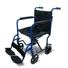 Image of Aluminium Transit Chair Compact Foldable Blue with Footrest Padded Armrests/Belt