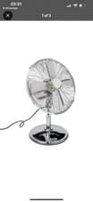 Image of Floor Fan UK Three Speed Chrome Metal 9"Air Circulator Movement Free Standing