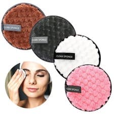 Image of 4PCS Reusable Makeup Remover Pads Microfiber Washable Face Cleansing Pads