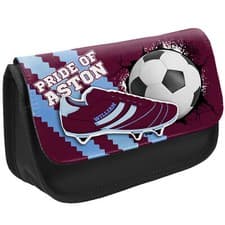 Image of Personalised Aston Villa Pencil Case Football School Stationary Bag Boys FB03