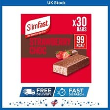 Image of Slimfast Low-Calorie Strawberry Choc Bars - 30 Count, Perfect for Diet Plans