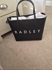 Image of Radley Black and White Tote Bag with Detachable Shoulder Strap